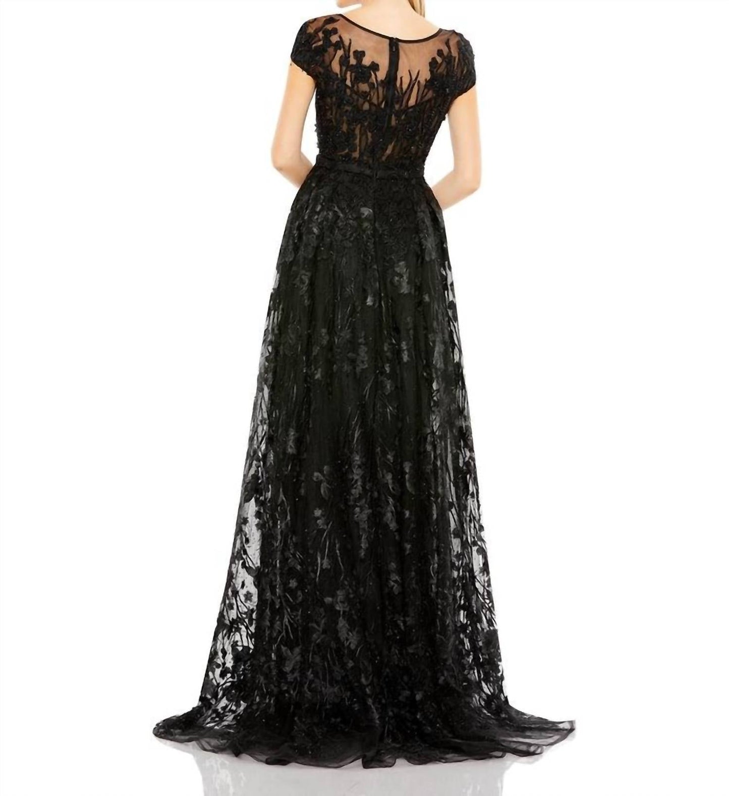 Mac Duggal - Vestido de manga curta com detalhes florais