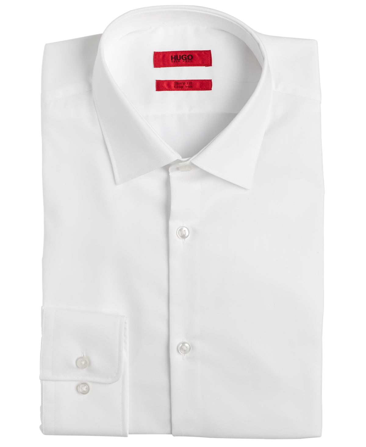 Camisa social masculina Hugo Boss Slim Fit de algodão liso, branca, tamanho 17