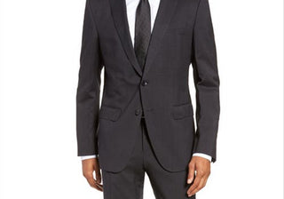 BOSS Genius Trim Fit Solid Wool Suit in Dark Grey , Size 40 Short