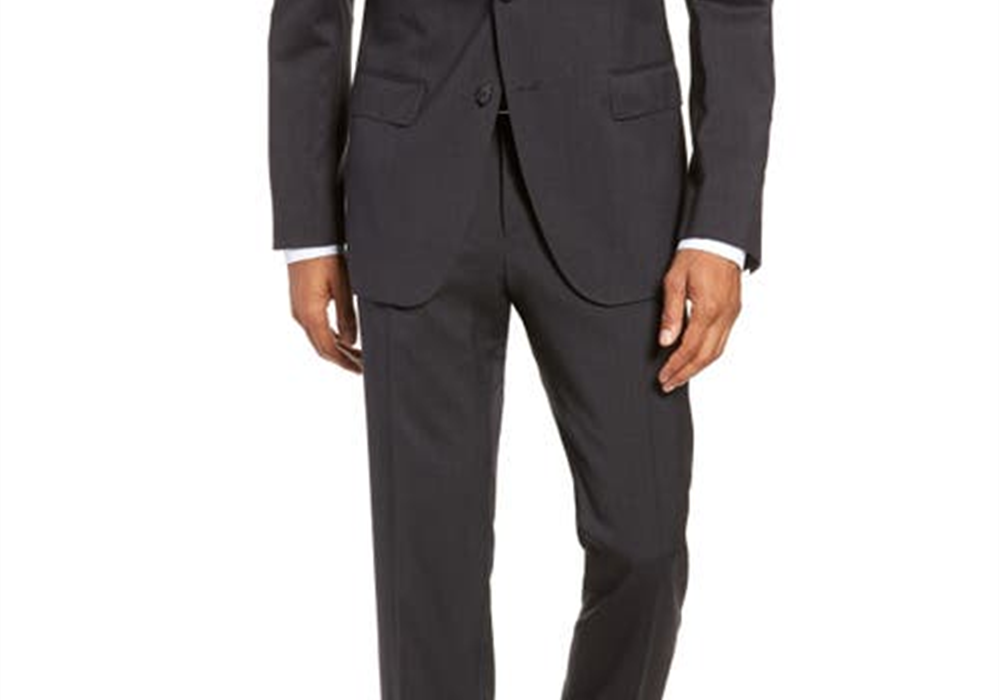 Terno BOSS Genius Trim Fit Solid Wool em cinza escuro, tamanho 40 curto