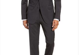 BOSS Genius Trim Fit Solid Wool Suit in Dark Grey , Size 40 Short
