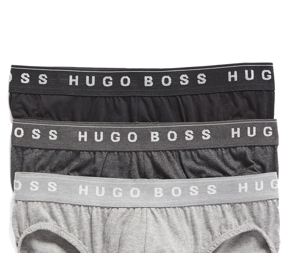 Pacote com 3 cuecas masculinas Hugo Boss Cotton, cinza, tamanho pequeno