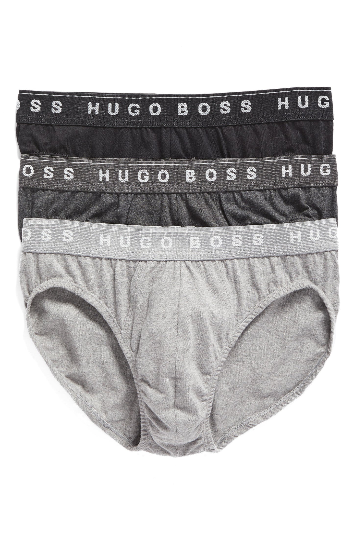 Pacote com 3 cuecas masculinas Hugo Boss Cotton, cinza, tamanho pequeno