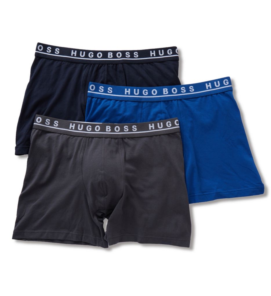 Cueca boxer masculina Hugo Boss, pacote com 3 peças, azul, tamanho médio