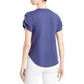 Camiseta feminina franzida Wilt, azul, tamanho pequeno