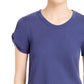 Camiseta feminina franzida Wilt, azul, tamanho pequeno