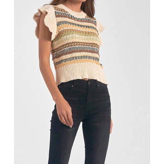 Elan - Suéter de gola redonda e manga curta