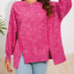 Shiying Fashion - Acid Wash Relaxed Fit Seamed Pullover Sweatshirt with Slits