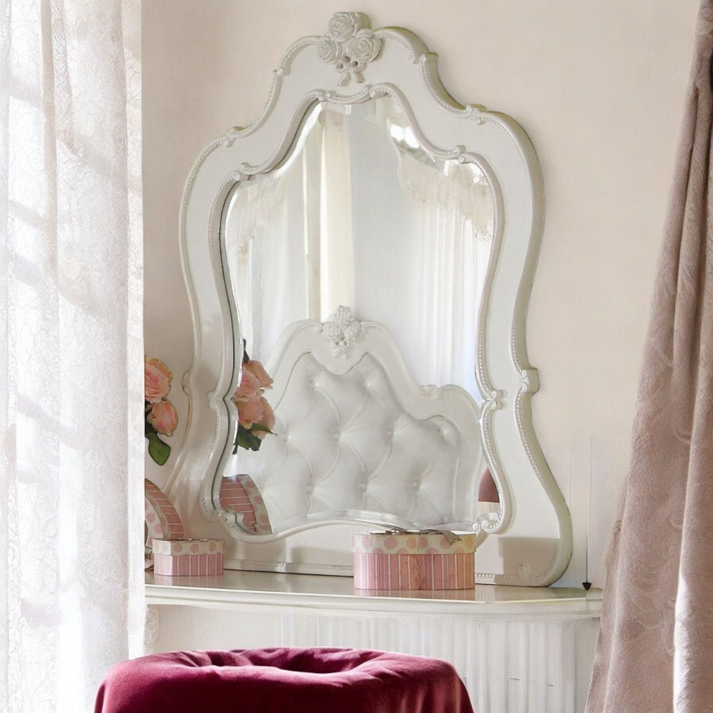 Edalene Mirror - Pearl White