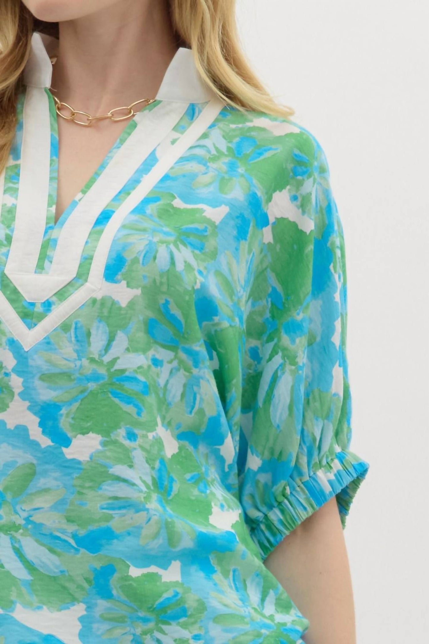 Entro - Floral Caftan Contrasted Top