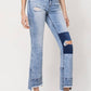 Flying Monkey - High Rise Distressed Patched Crop Flare Jeans