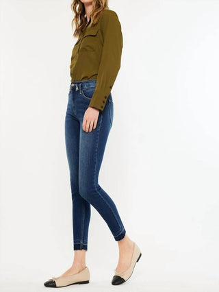 Kancan - Calça Jeans Skinny de Cintura Dupla e Cintura Alta
