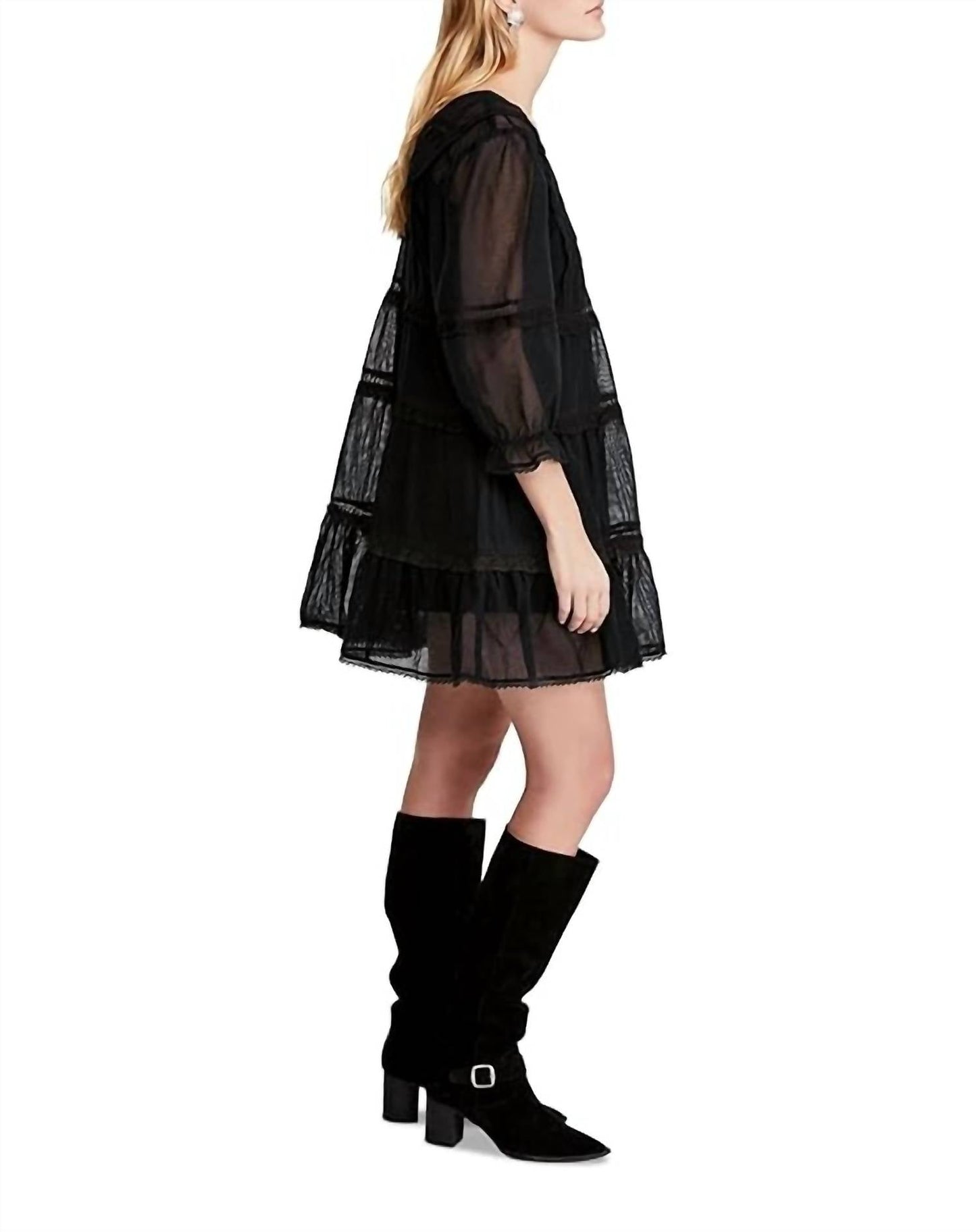 Free People - Berlin Trapeze Embroidered Semi Sheer Lace Slip Mini Dress