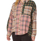 Entro - Color Block Plaid Flannel Top