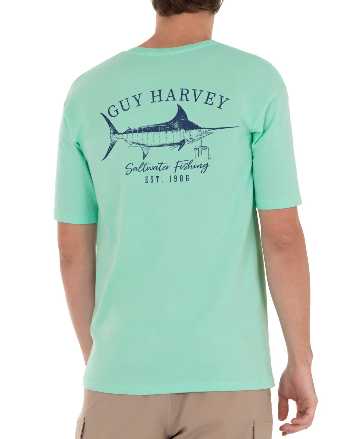 Camiseta masculina Guy Harvey Marlin Sketch verde tamanho GG