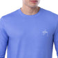 Camiseta masculina Guy Harvey Moisture Wicking UPF 50 com estampa de logotipo e manga comprida, azul, tamanho grande