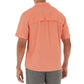 Camisa de pesca texturizada mesclada masculina Guy Harvey, laranja, tamanho médio
