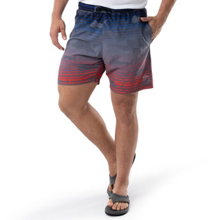 Calção de banho masculino Guy Harvey 7 Ocean Stripe azul tamanho médio