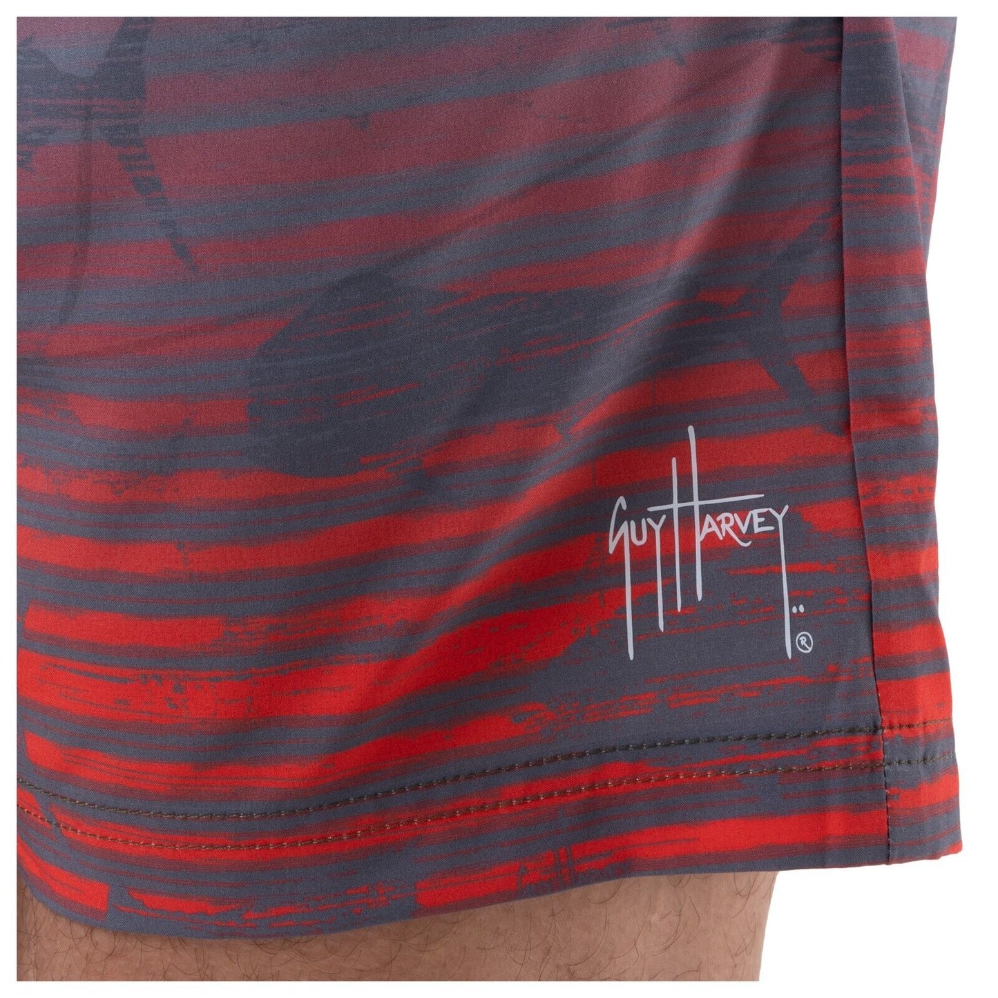 Calção de banho masculino Guy Harvey 7 Ocean Stripe azul tamanho médio