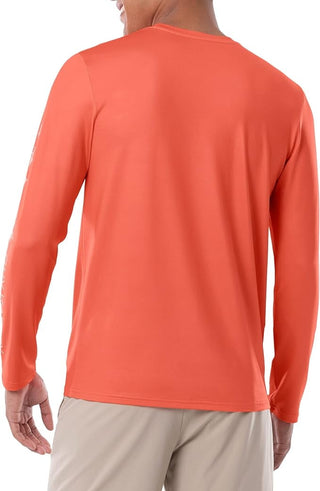 Camiseta masculina Guy Harvey Moisture Wicking UPF 50 com logo e absorção de umidade, laranja, tamanho médio