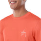 Camiseta masculina Guy Harvey Moisture Wicking Upf 50 com estampa de logotipo e manga comprida, laranja, tamanho grande