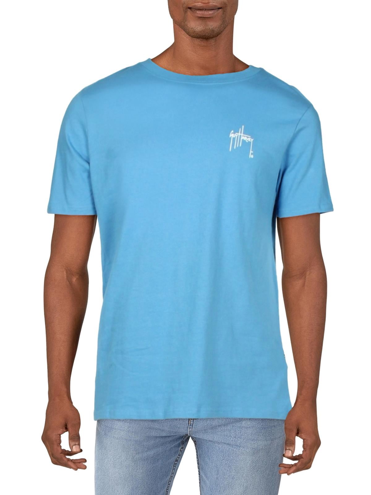 Camiseta masculina Guy Harvey com estampa de manga curta, azul, tamanho médio