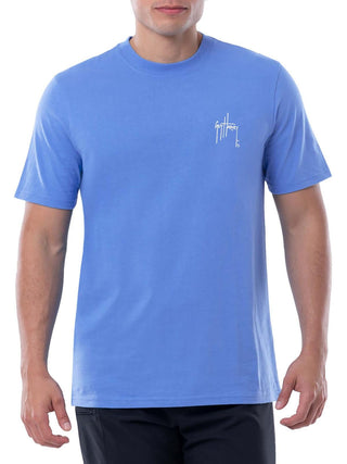 Camiseta masculina Guy Harvey com estampa de manga curta, azul, tamanho grande