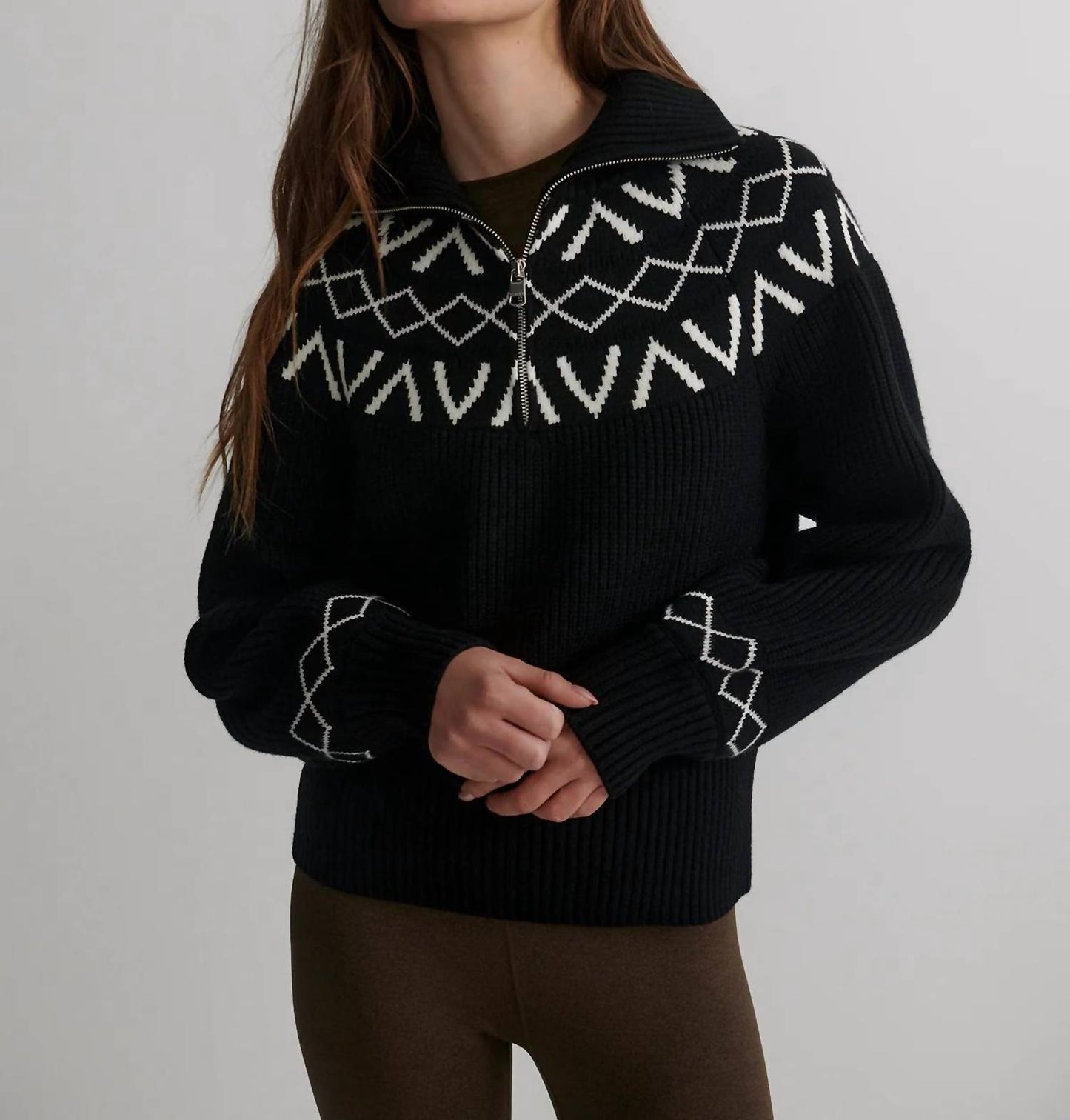 Varley - Sigrid Fairisle Half-Zip Knit Sweater