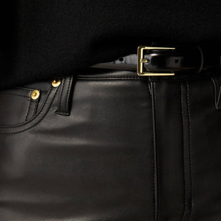 J.Crew - Calça Bootcut de Couro Sintético com Cintura Alta