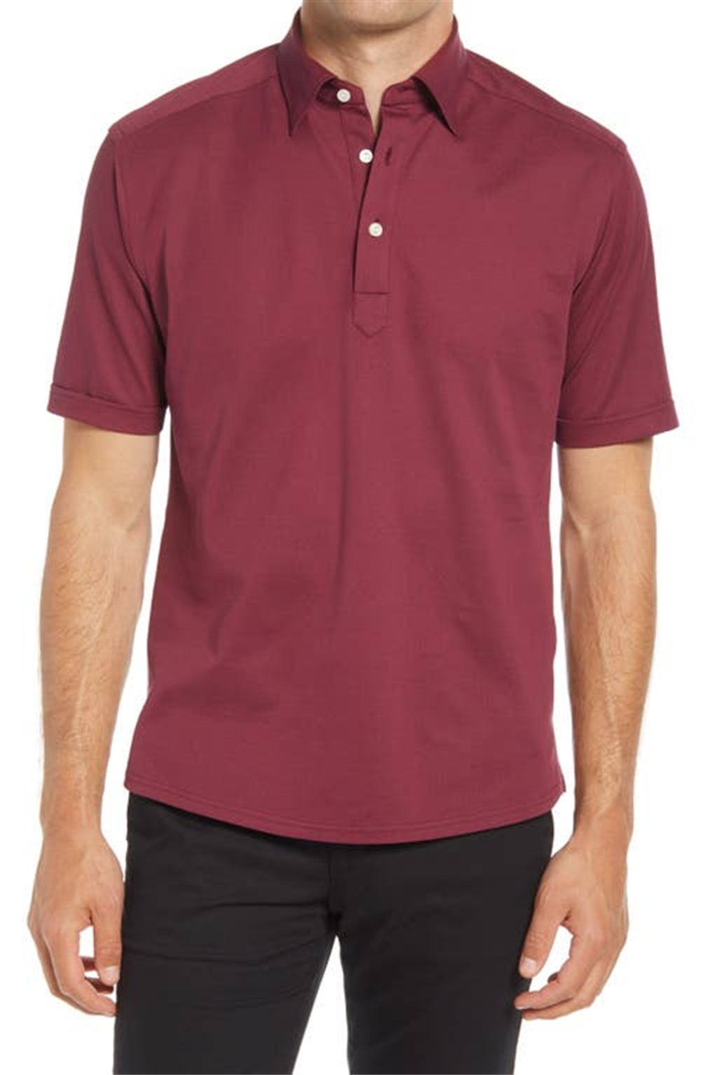 Polo Eton Burgundy Slim Fit de algodão tamanho XX-Grande