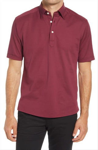 Polo Eton Burgundy Slim Fit de algodão tamanho XX-Grande