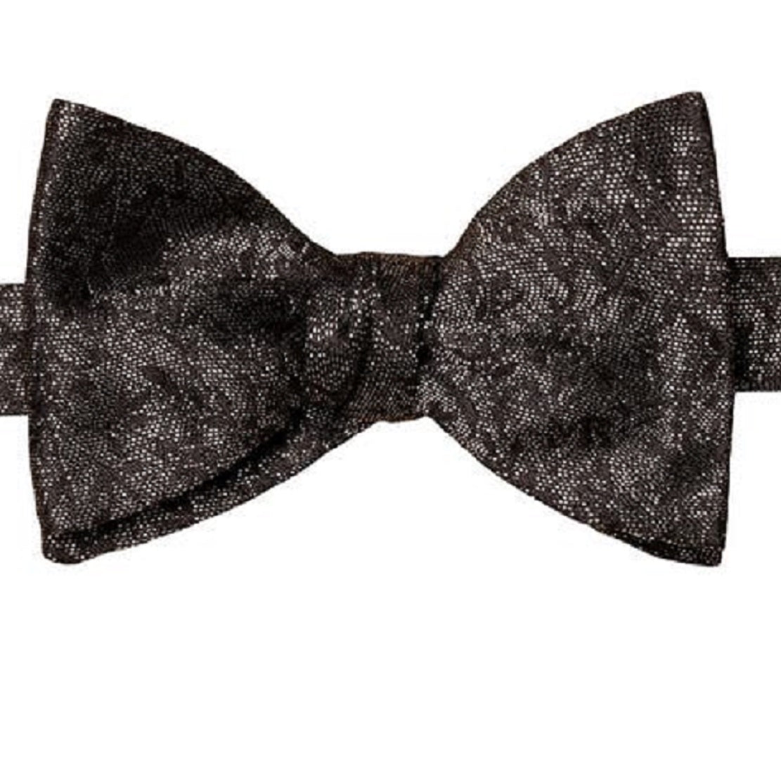 Gravata borboleta masculina Eton de seda floral pré-amarrada, preta, tamanho regular
