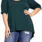 City Chic Natalie Puff Sleeve T-Shirt in Emerald, Size X-Small