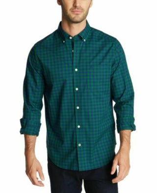 Camisa xadrez resistente a rugas Nautica Sail Navtech masculina, verde, tamanho extragrande