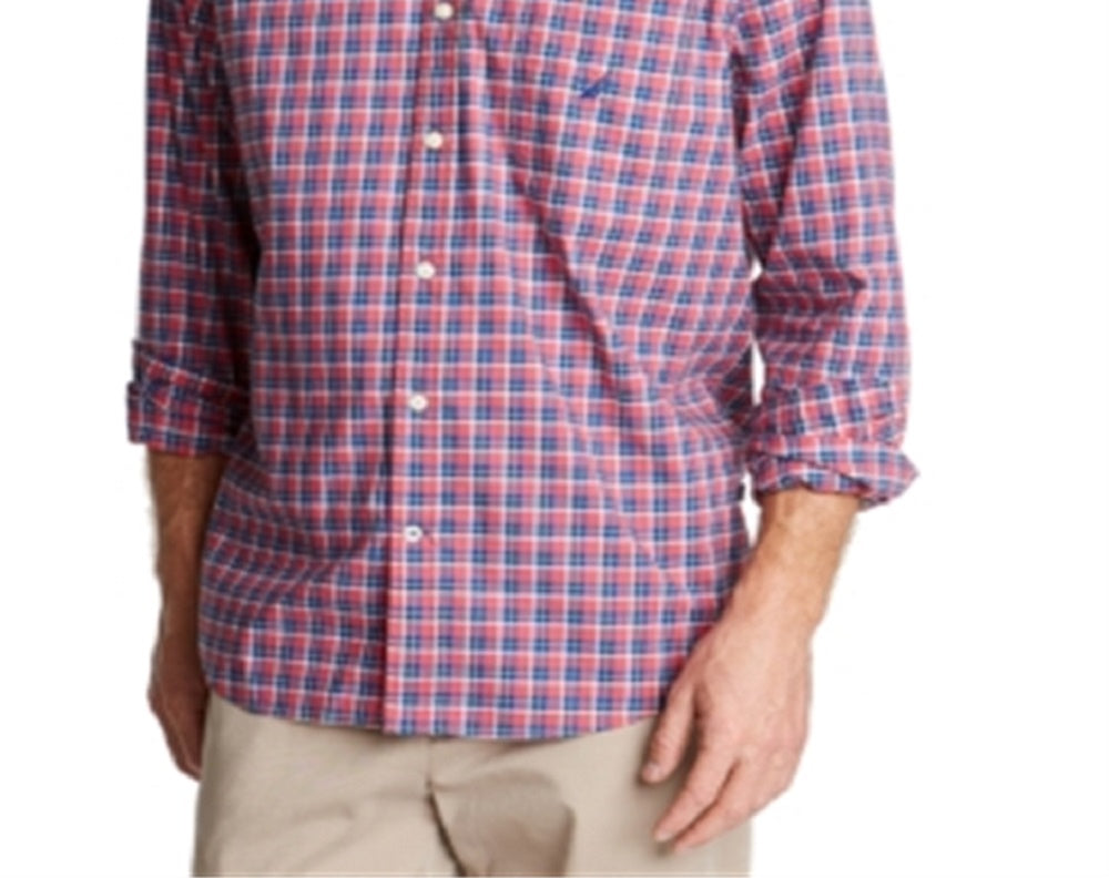 Camisa xadrez casual azul vela masculina Nautica Classic Fit vermelha tamanho pequeno