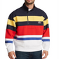 Moletom listrado masculino Nautica com gola alta e zíper de um quarto, azul, tamanho XX-G