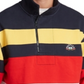 Moletom listrado masculino Nautica com gola alta e zíper de um quarto, azul, tamanho XX-G