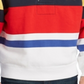 Moletom listrado masculino Nautica com gola alta e zíper de um quarto, azul, tamanho XX-G