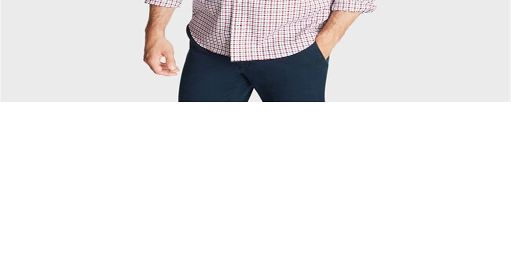 Camisa masculina Nautica xadrez pequena grande e alta resistente a rugas vermelha tamanho 3XLT