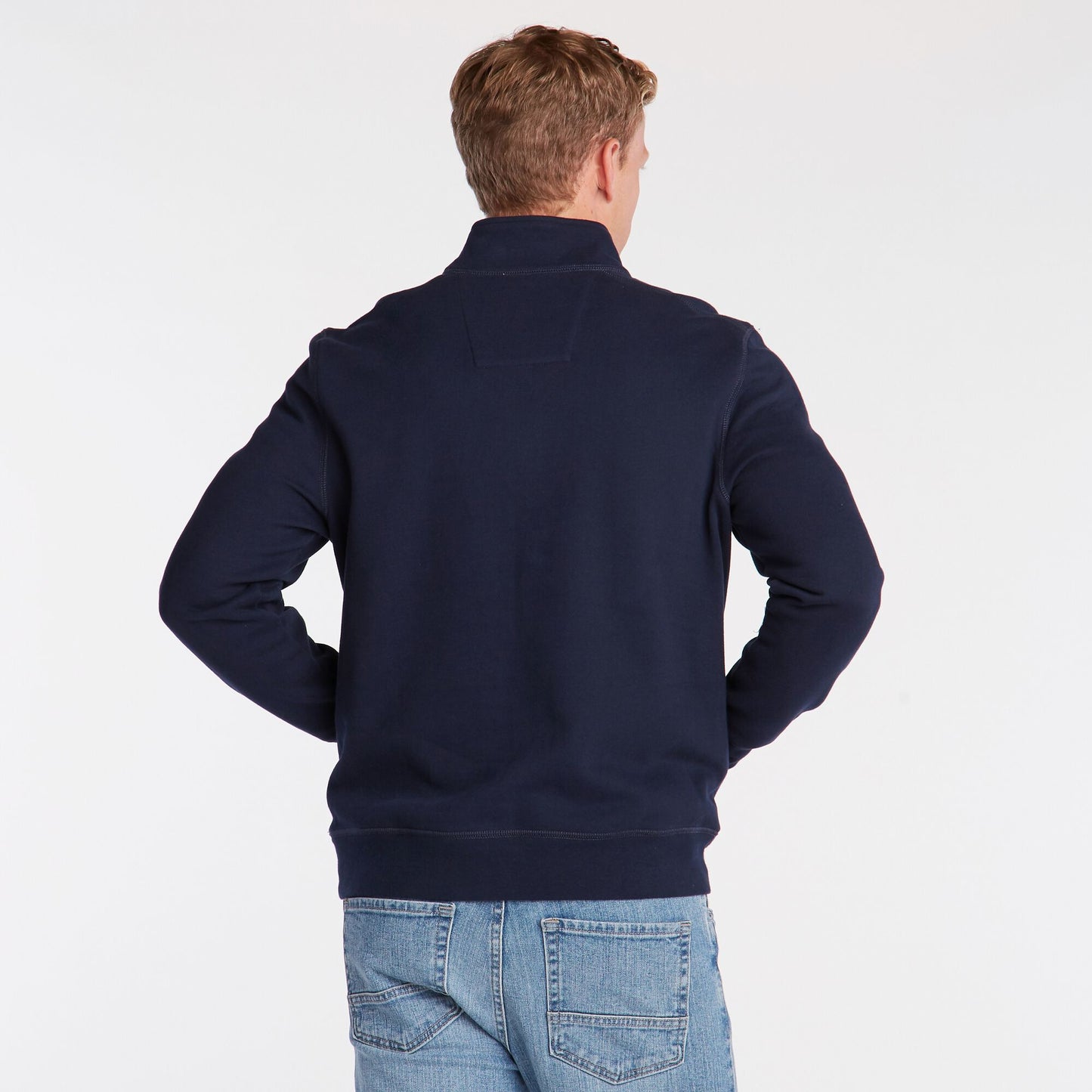 Pulôver de lã com zíper de um quarto grande e alto masculino Nautica, azul, tamanho 6XL