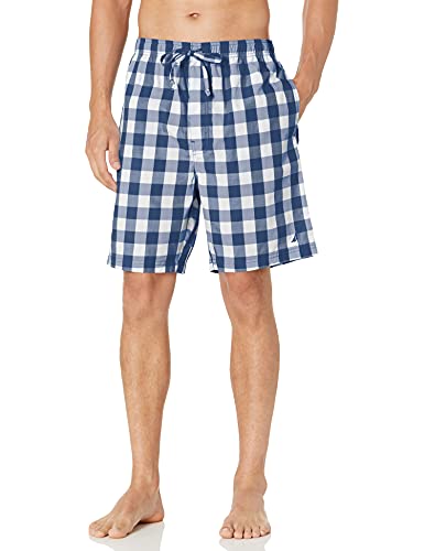 Nautica Shorts de pijama xadrez de algodão masculino azul tamanho grande