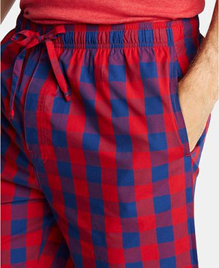 Pijama masculino xadrez de algodão Nautica, tamanho grande, vermelho