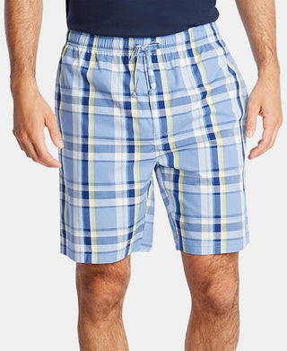 Nautica Shorts de pijama xadrez de algodão masculino azul tamanho grande