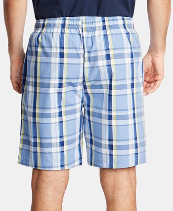 Nautica Shorts de pijama xadrez de algodão masculino azul tamanho grande