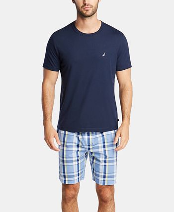 Nautica Shorts de pijama xadrez de algodão masculino azul tamanho grande