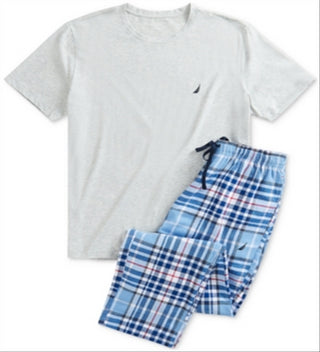 Conjunto de pijama masculino Nautica camiseta e calça de flanela cinza tamanho XX-G