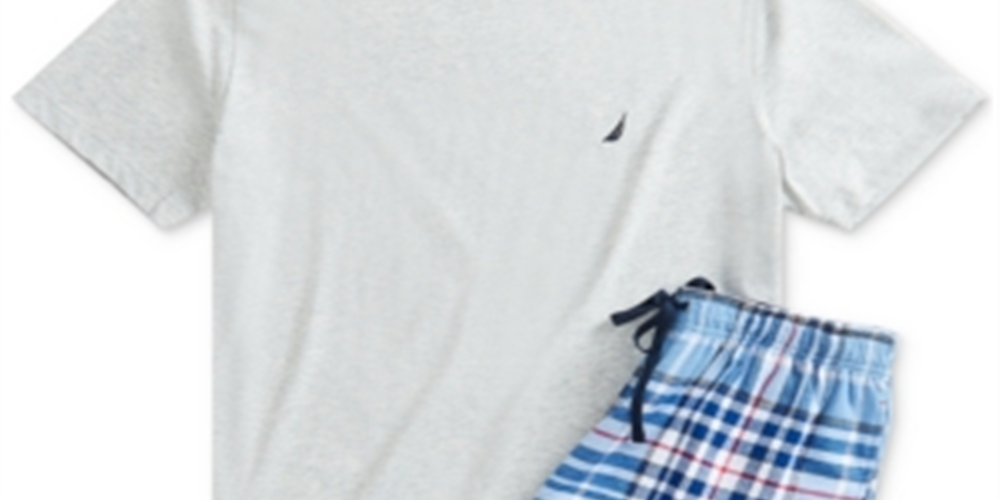 Conjunto de pijama masculino Nautica camiseta e calça de flanela cinza tamanho XX-G