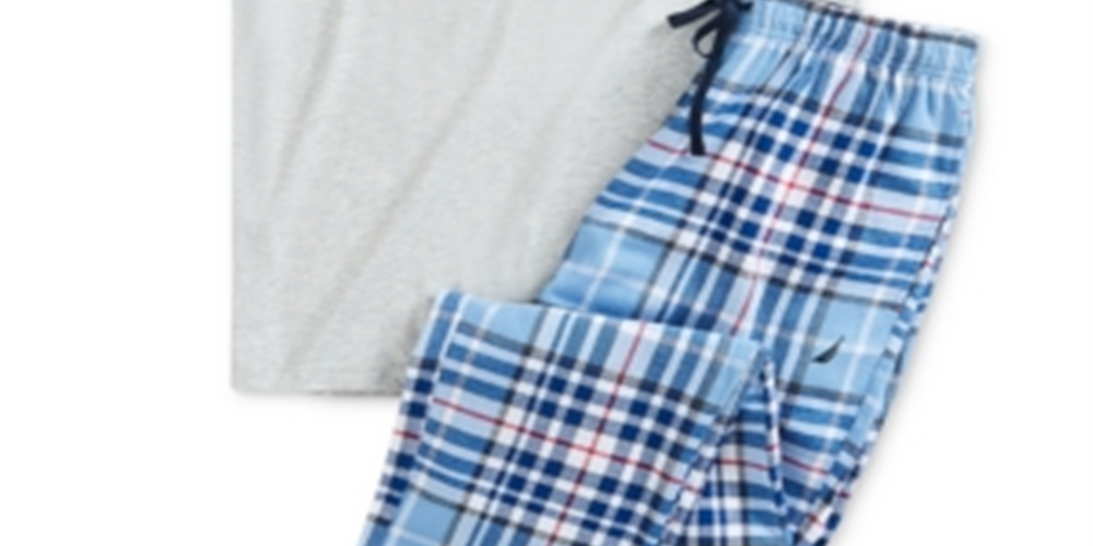 Conjunto de pijama masculino Nautica camiseta e calça de flanela cinza tamanho XX-G