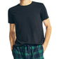 Conjunto de 2 peças de camiseta lisa clássica e calça de pijama de flanela xadrez masculina Nautica, tamanho médio, preto