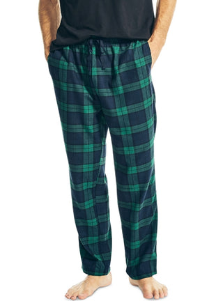Conjunto de 2 peças de camiseta lisa clássica e calça de pijama de flanela xadrez masculina Nautica, tamanho médio, preto
